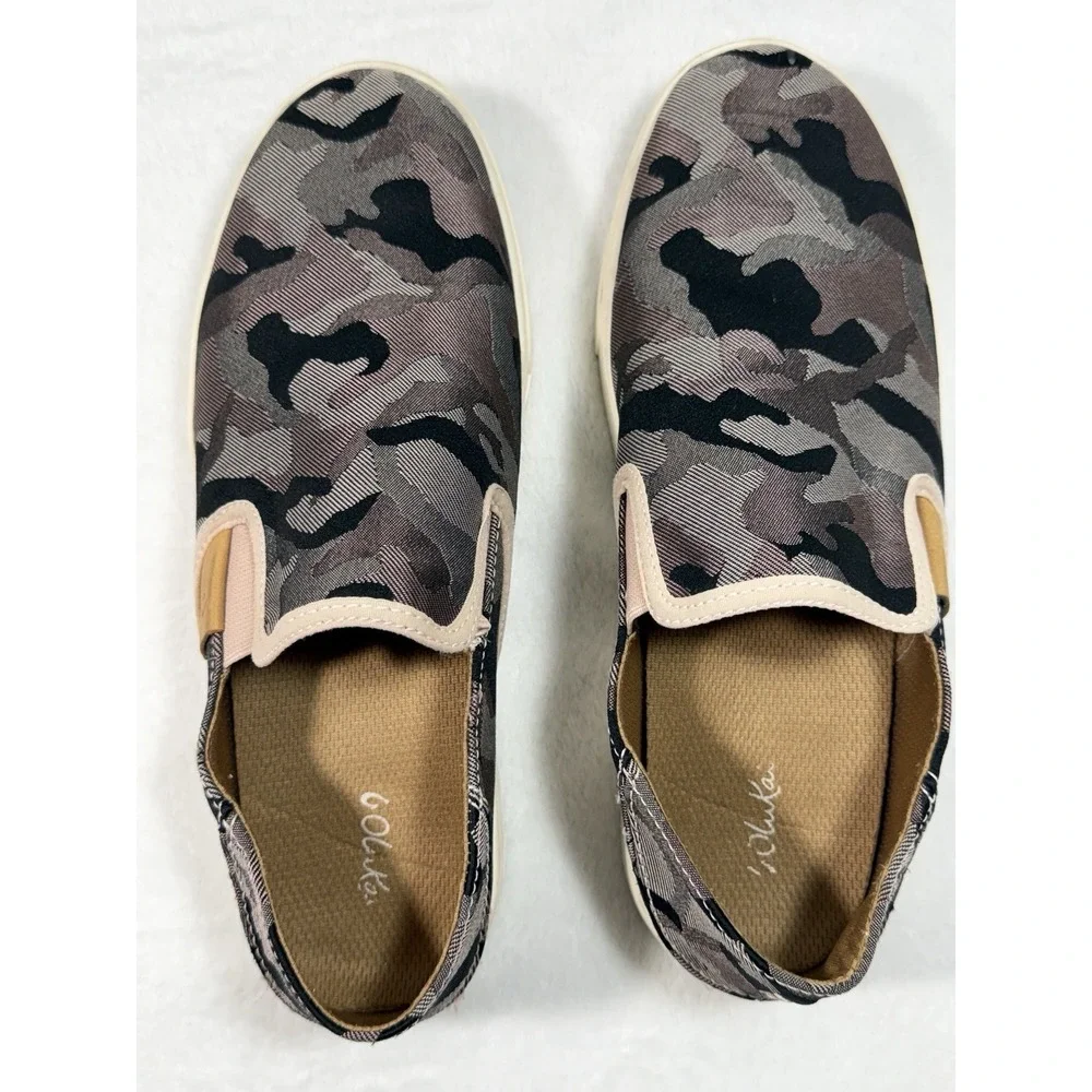 Olukai Pehuea Pai Camo Loafer Womens 9 Canvas Slip On Flat Casual Comfort Shoe